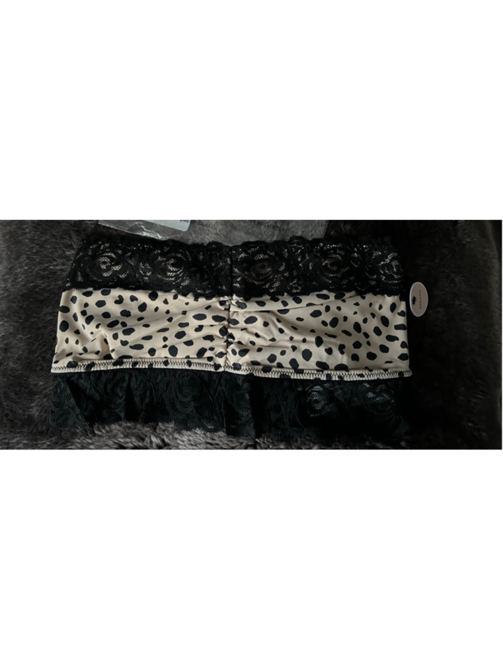 Women's Forever 21 Bandeau Bralette M Black Beige Leopard Print